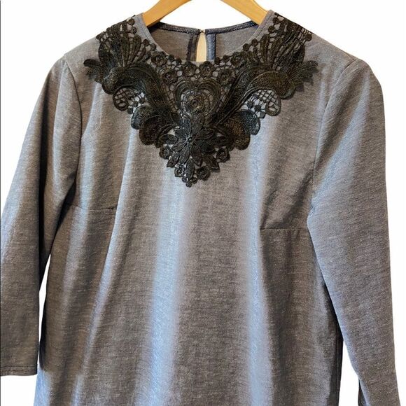 Blue Ruffle Lace Trim Collar Loose Fit Dress - Picture 3 of 8